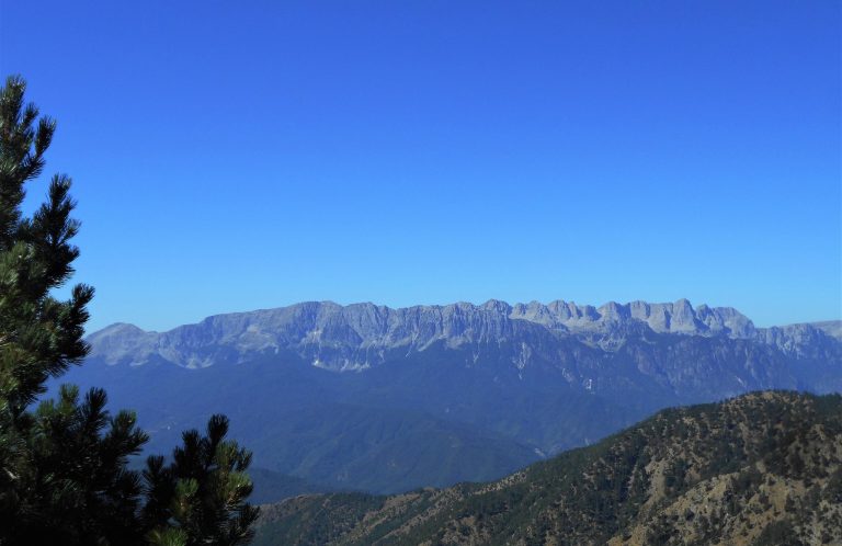 The cliffs of Mount Tymfi across the Aoos valley, seen from the slopes of Mount Smolikas