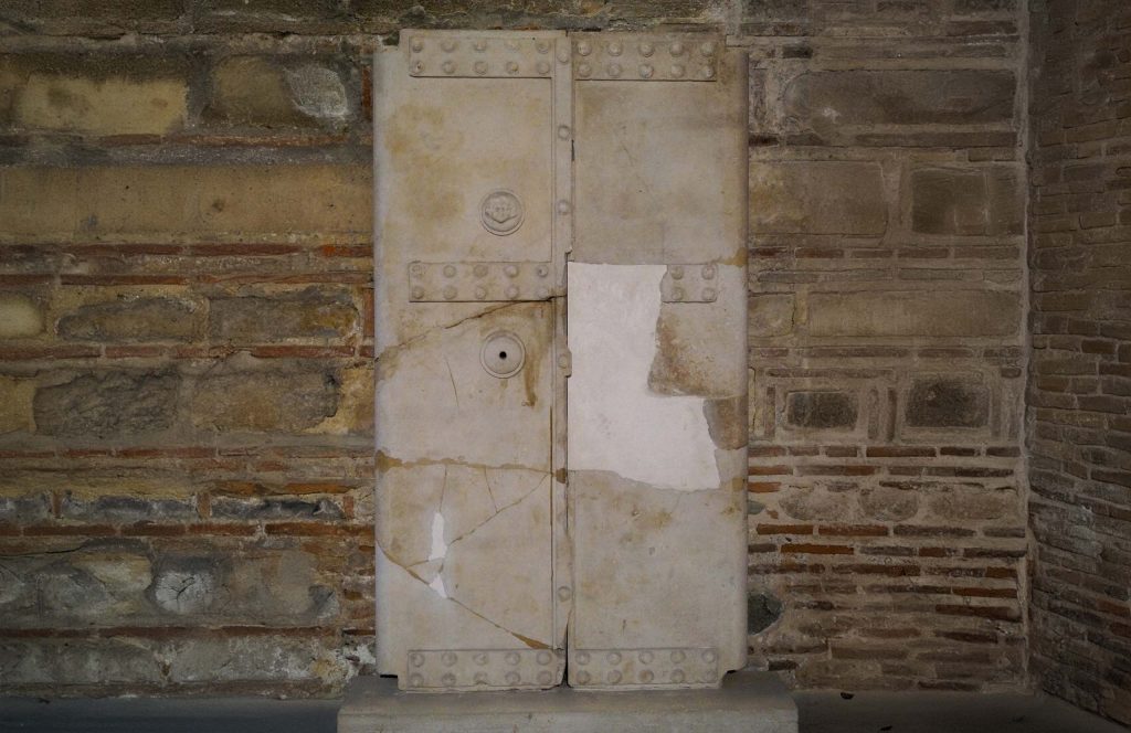 Marble door of the Macedonian Tomb of ancient Argylos, Serres Museum.