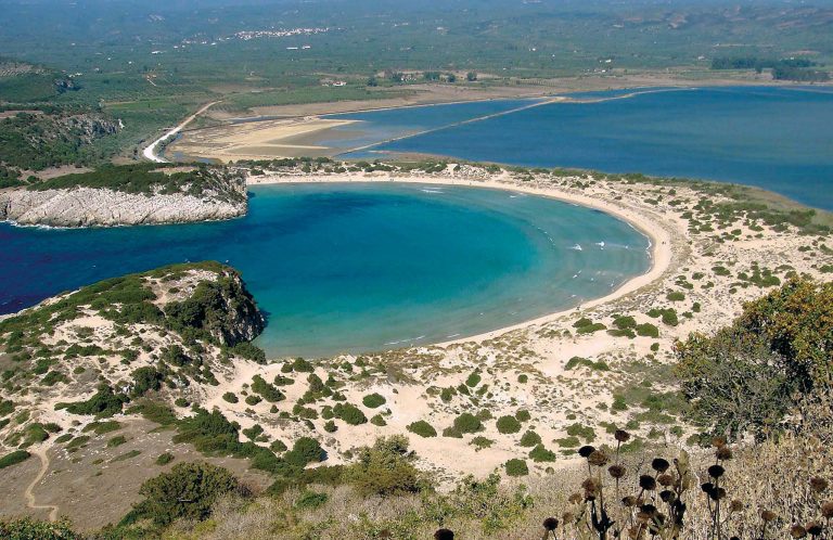 View of Voidokilia beach from the "cave of Nestor"