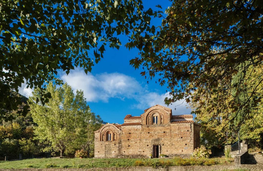 The Red Church in Palaiochori, Tzoumerka area.