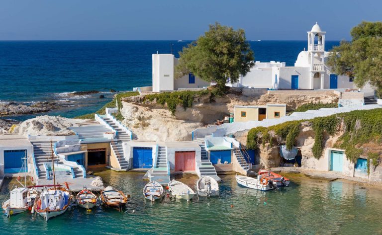 The picturesque village of Mantrakia, Milos.