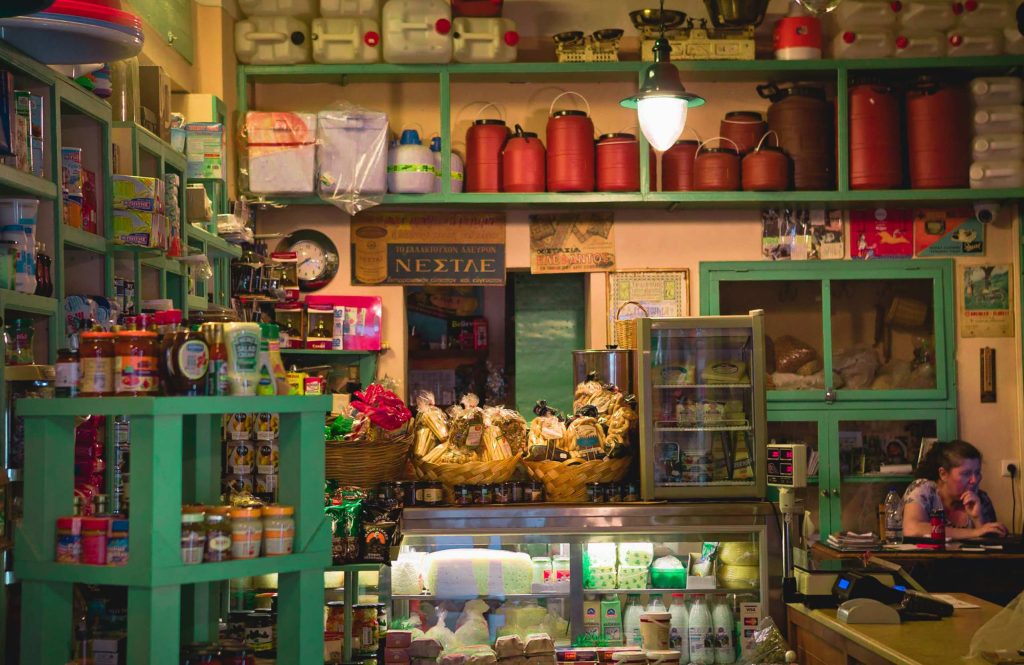 Traditional grocery in Vamos village, Chania area, Crete.