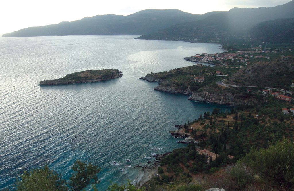 View of Kardamyli from the south of the village