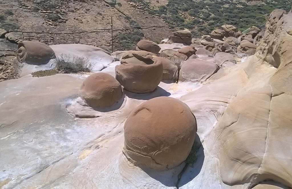Volcanic rock formations in Falakro, Lemnos.