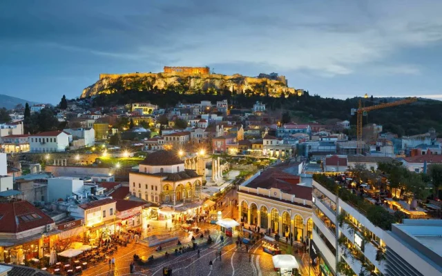 Attica.-Athens.-Monastiraki-by-night-DREAMSTIME
