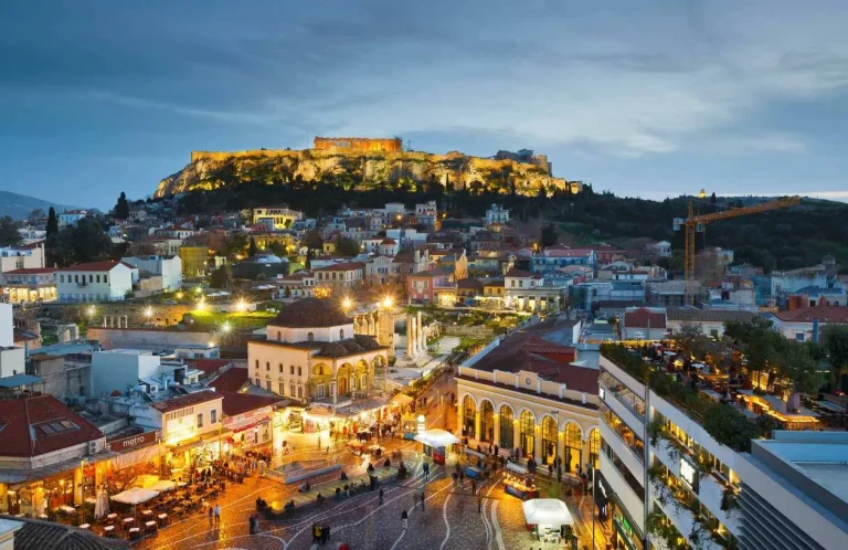 Attica.-Athens.-Monastiraki-by-night-DREAMSTIME